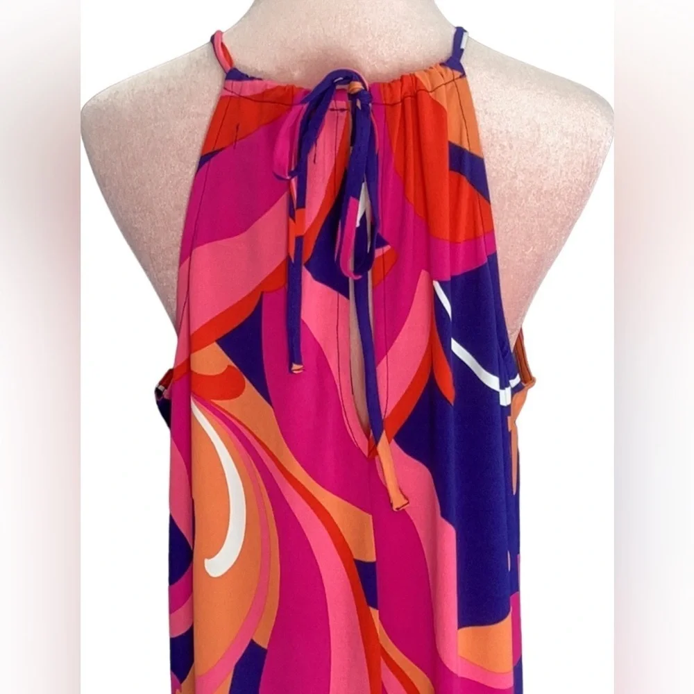 TRINA TURK NWT MILAN SCROLLING FLORAL MAXI DRESS MEDIUM HALTER NECK - Picture 4 of 9
